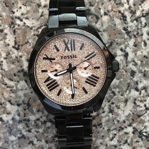 Fossil Rose Gold & Black Watch